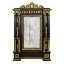 Large mirror in carved, lacquered and gilded wood