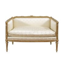 Golden lacquered wooden sofa