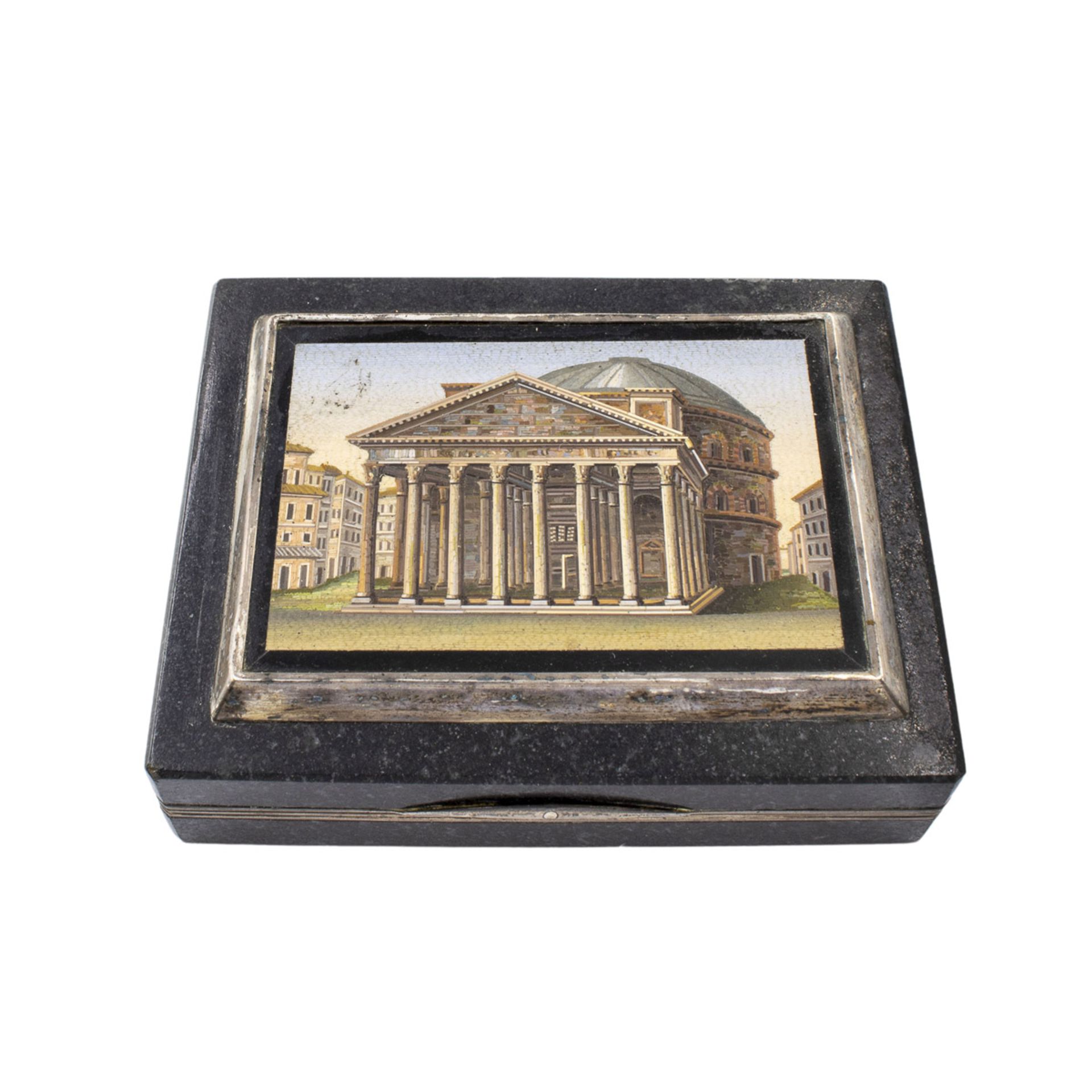 Granite, silver and micromosaic snuffbox