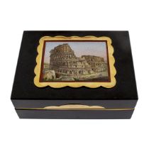 Black marble, yellow gold and micromosaic rectangular box