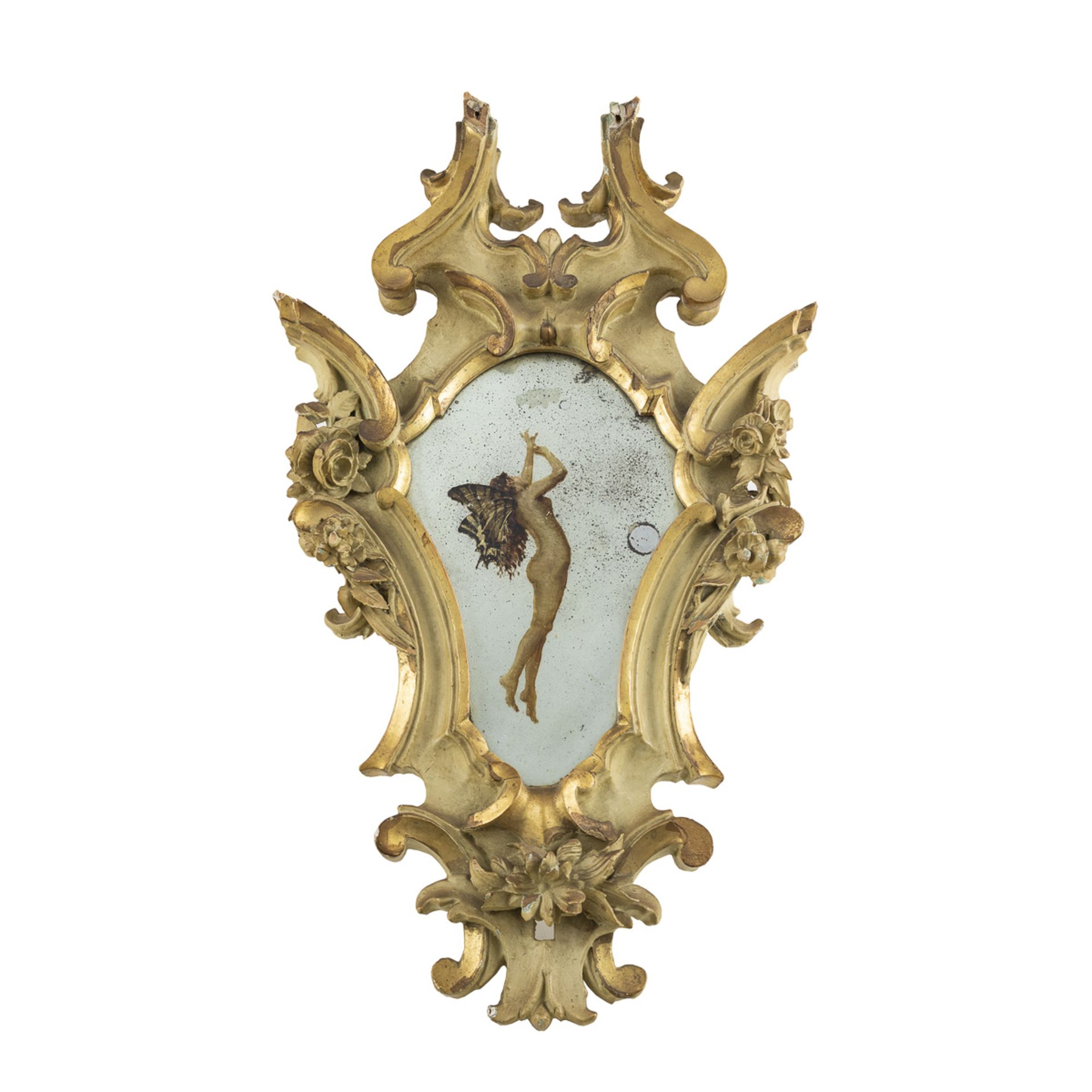 Pair of lacquered and gilded wood mirrors - Bild 3 aus 3