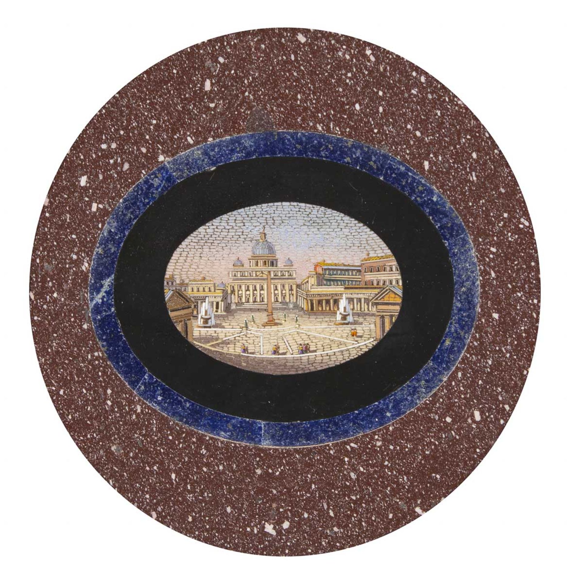 Circular micromosaic plaque