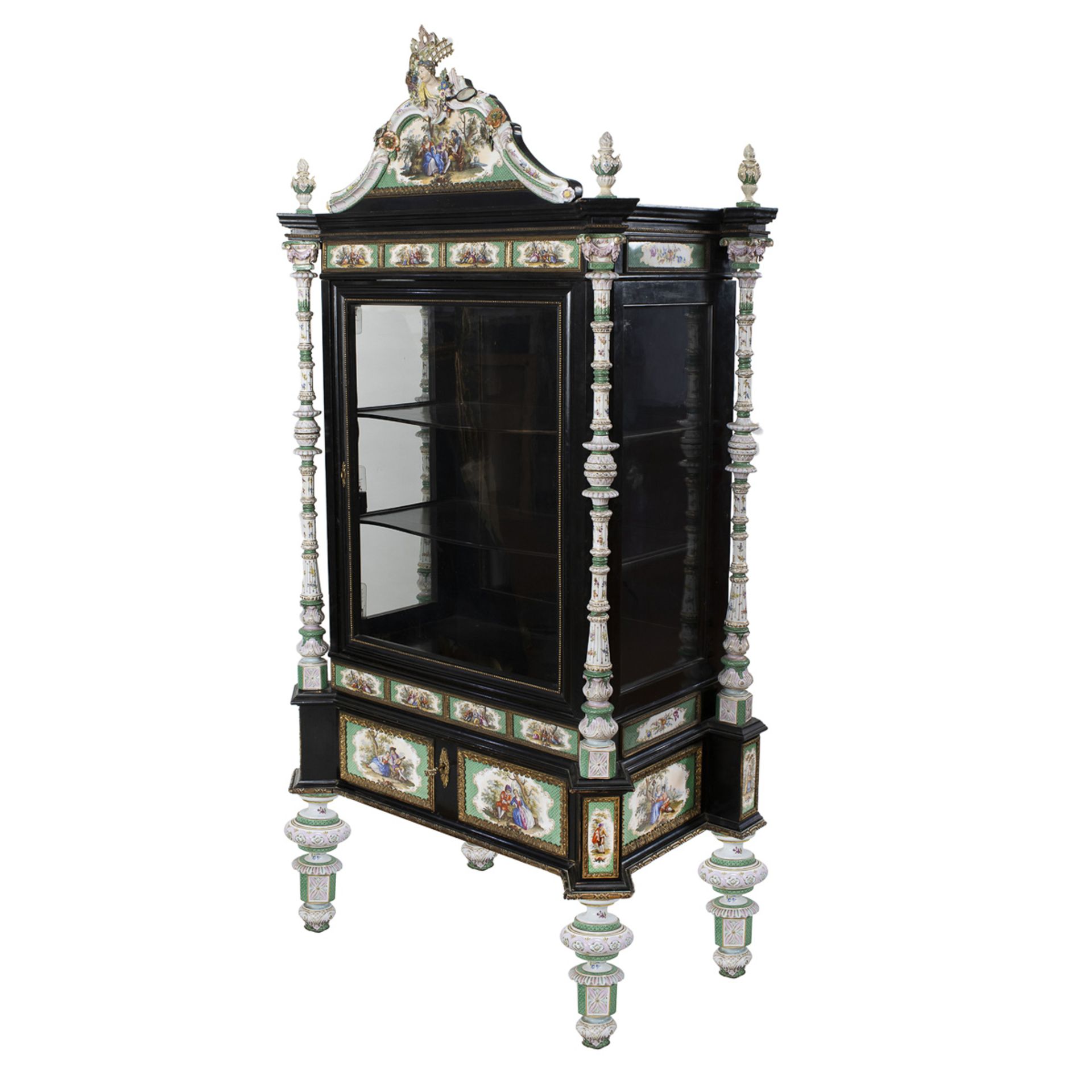 Wood and porcelain display cabinet
