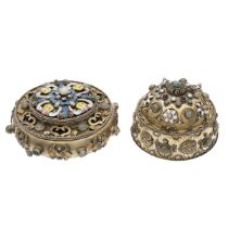 Group of two gilt silver jewelery boxes
