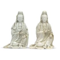 Pair of Blanc de Chine porcelain Guanyin