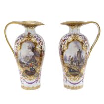 Pair of polychrome porcelain pourers