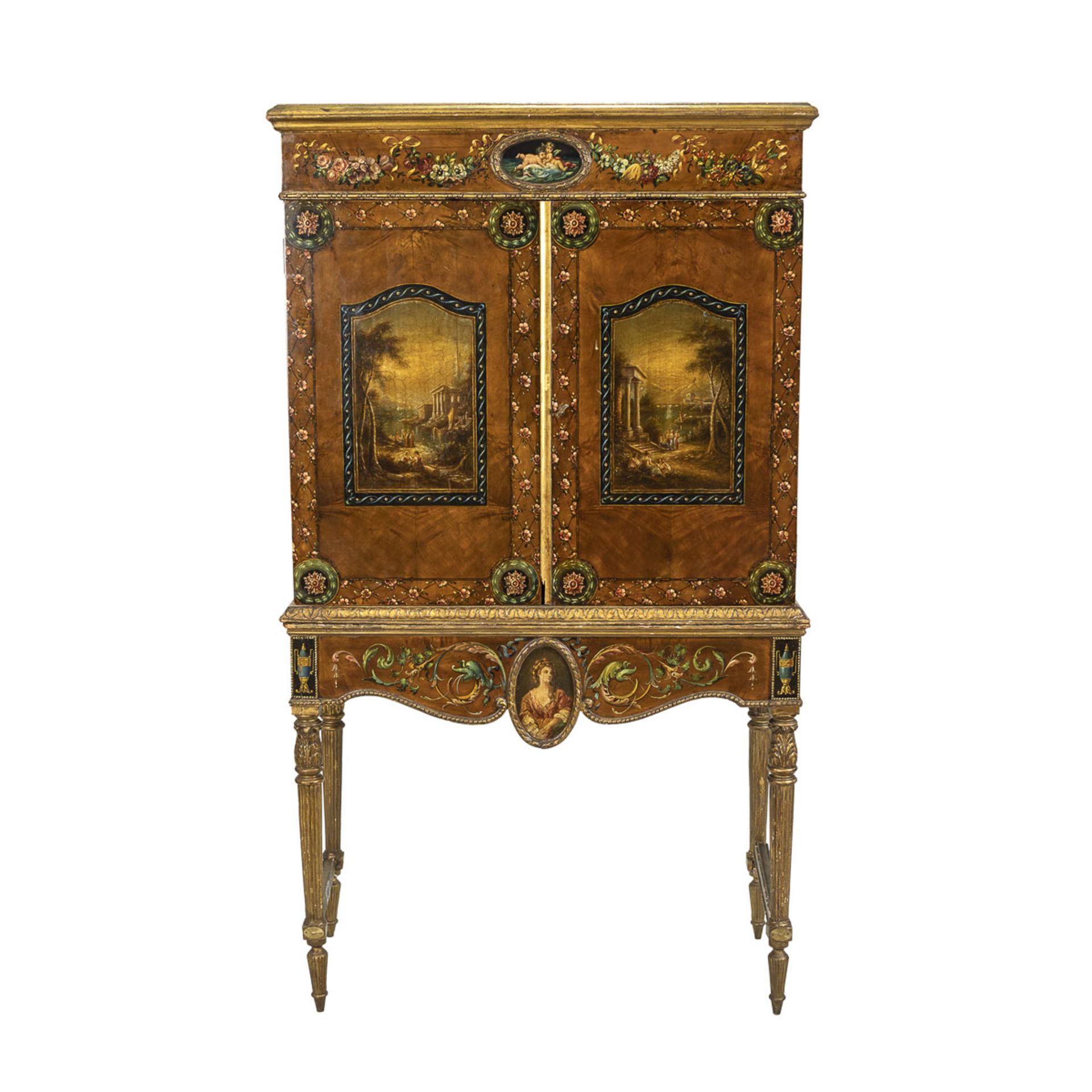 W.P Rackham, painted wooden cabinet