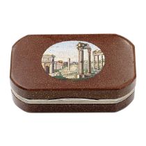 Aventurine, silver and micromosaic snuff box