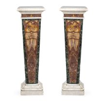 Pair of herms in various marbles