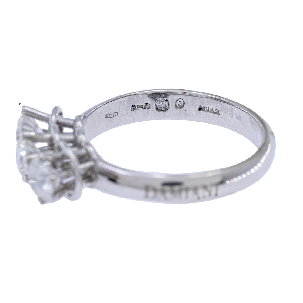 Damiani 18kt white gold and three diamonds trilogy ring - Image 3 of 4