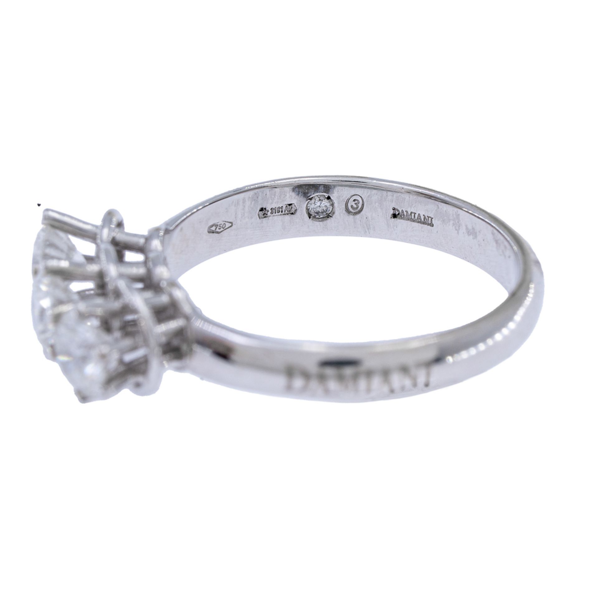 Damiani 18kt white gold and three diamonds trilogy ring - Bild 3 aus 4