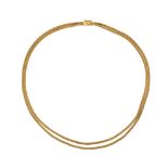 Two-strand of 18kt satin yellow gold necklace