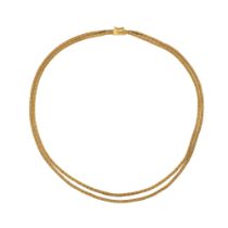 Two-strand of 18kt satin yellow gold necklace