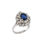 18kt white gold natural sapphire and diamond ring