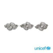 Three 18kt white gold and diamonds brooches