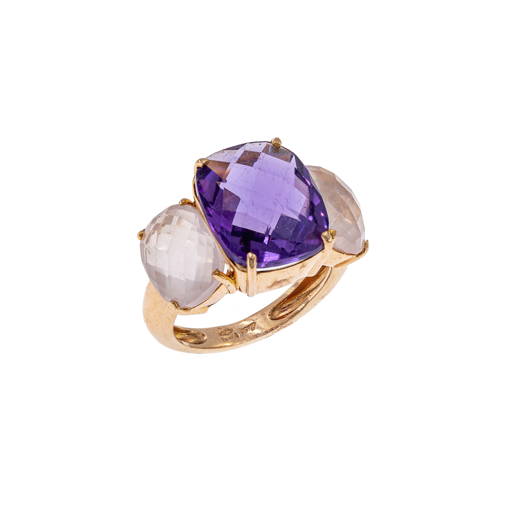 18kt rose gold faceted amethyst ring