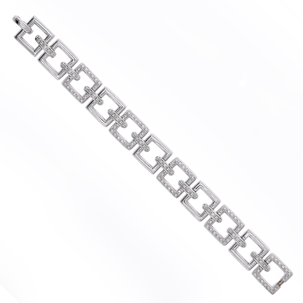 18kt white gold and diamonds geometric motif bracelet