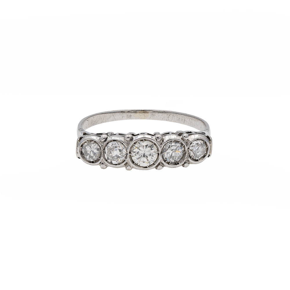 Antique riviere ring in platinum and diamonds - Image 2 of 2