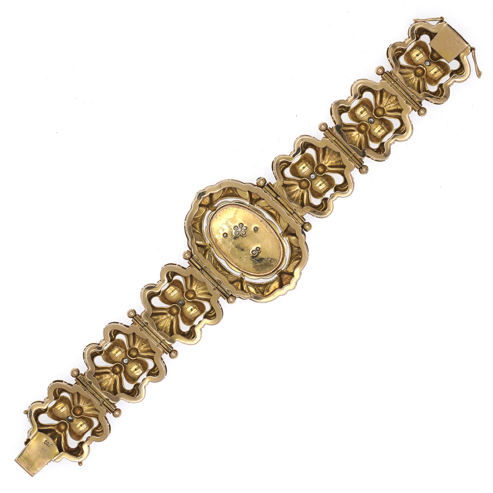 Antique 18kt yellow gold bracelet decorated with enamel - Image 3 of 3