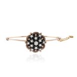 Antique 9kt rose gold and silver cuff bracelet with diamonds