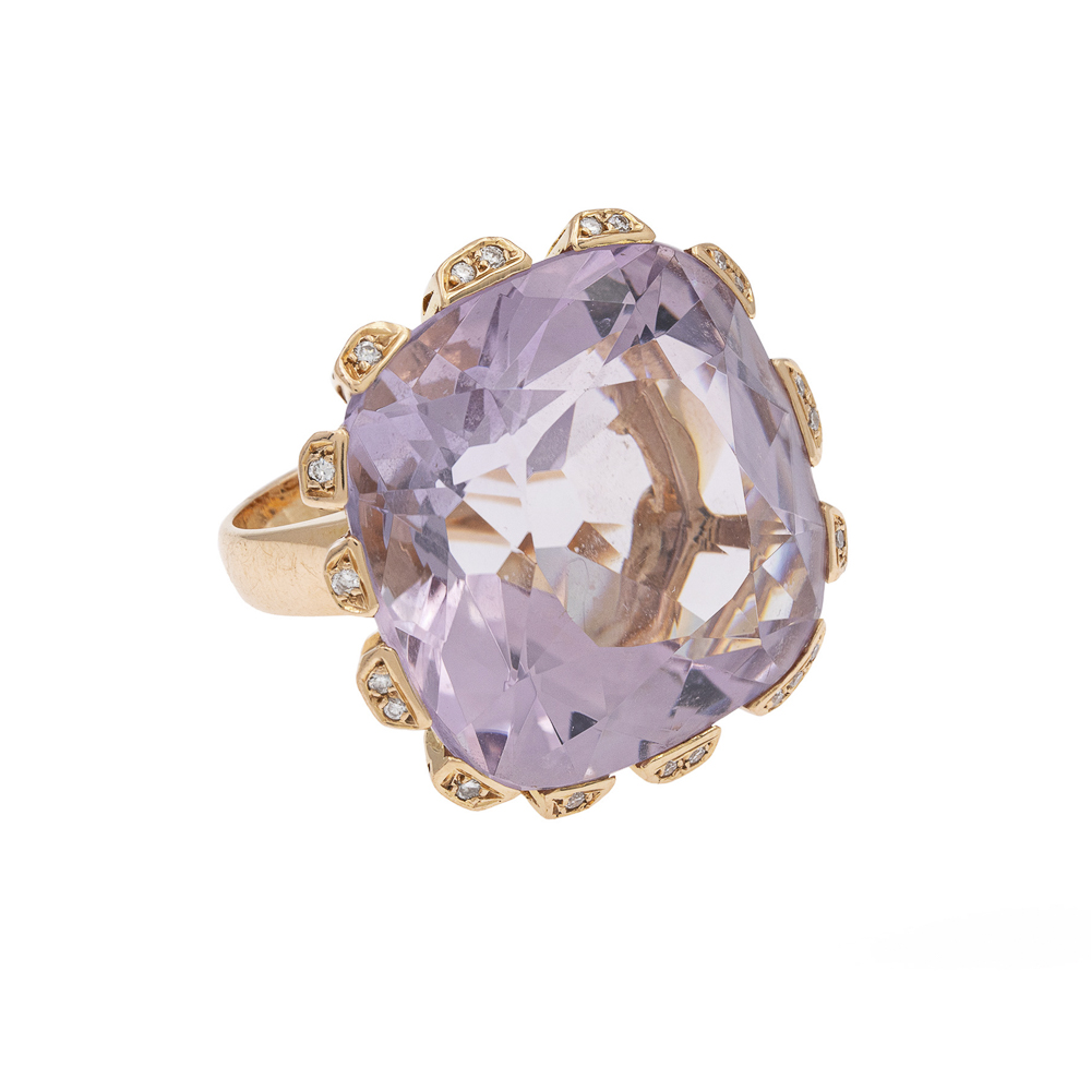 18kt rose gold large amethyst and diamond cocktail ring - Image 2 of 2