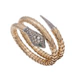 9kt rose gold and silver snake bracelet