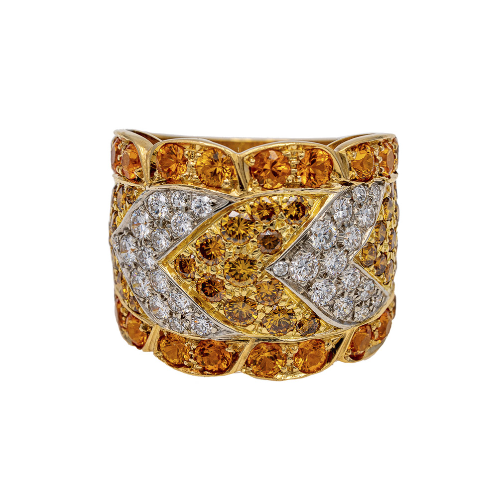 18kt yellow gold with natural diamonds and yellow diamonds band ring - Image 2 of 2