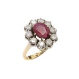18kt white gold natural ruby and diamond ring
