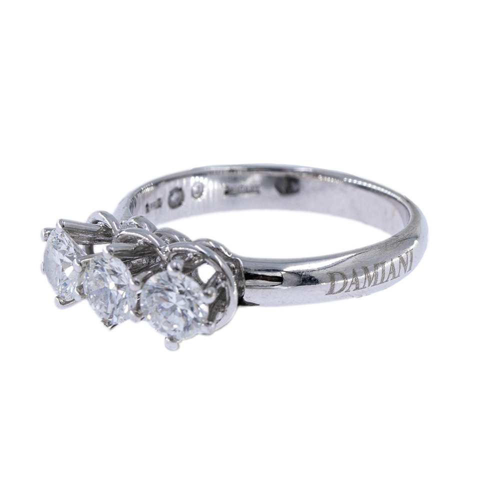 Damiani 18kt white gold and three diamonds trilogy ring - Image 4 of 4
