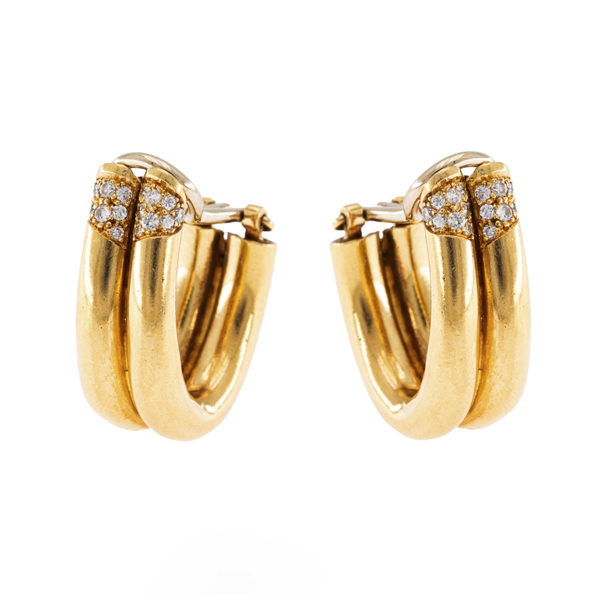 18kt yellow gold and diamonds lobe earrings