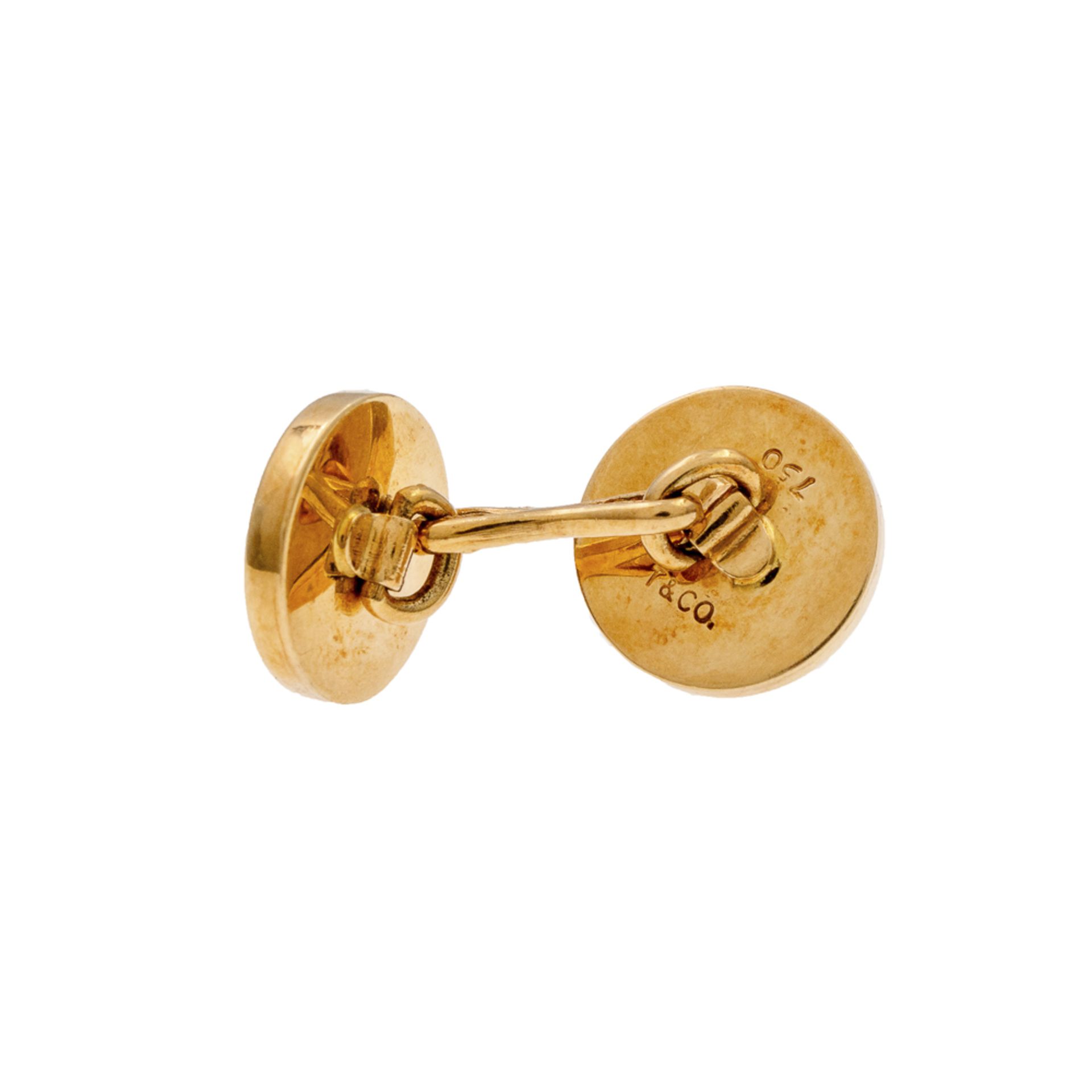 Tiffany & Co. 18kt yellow gold and mother-of-pearl cufflinks - Image 2 of 2