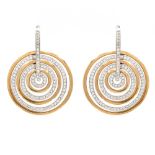 18kt two-color gold and diamonds geometric earrings