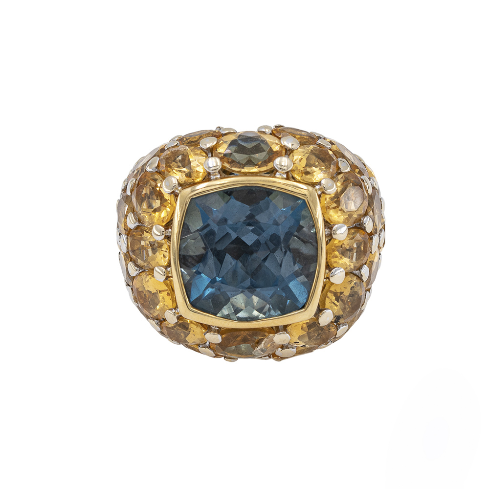 Mimi 18kt yellow gold faceted blue topaz cocktail ring - Image 3 of 3