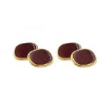 18kt yellow gold and red guilloche enamel cufflinks