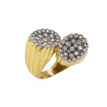 18kt yellow and white gold with diamonds contrarié ring