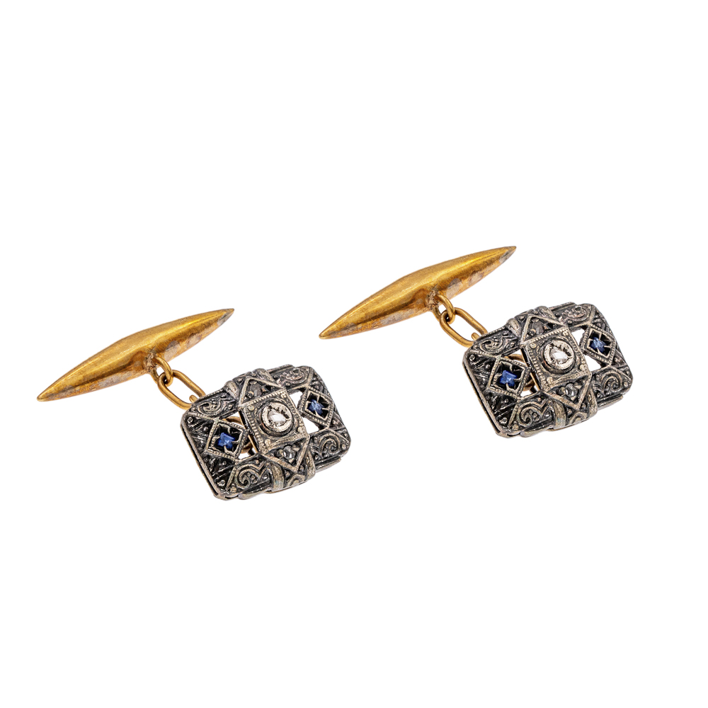 18kt yellow and white gold cufflinks