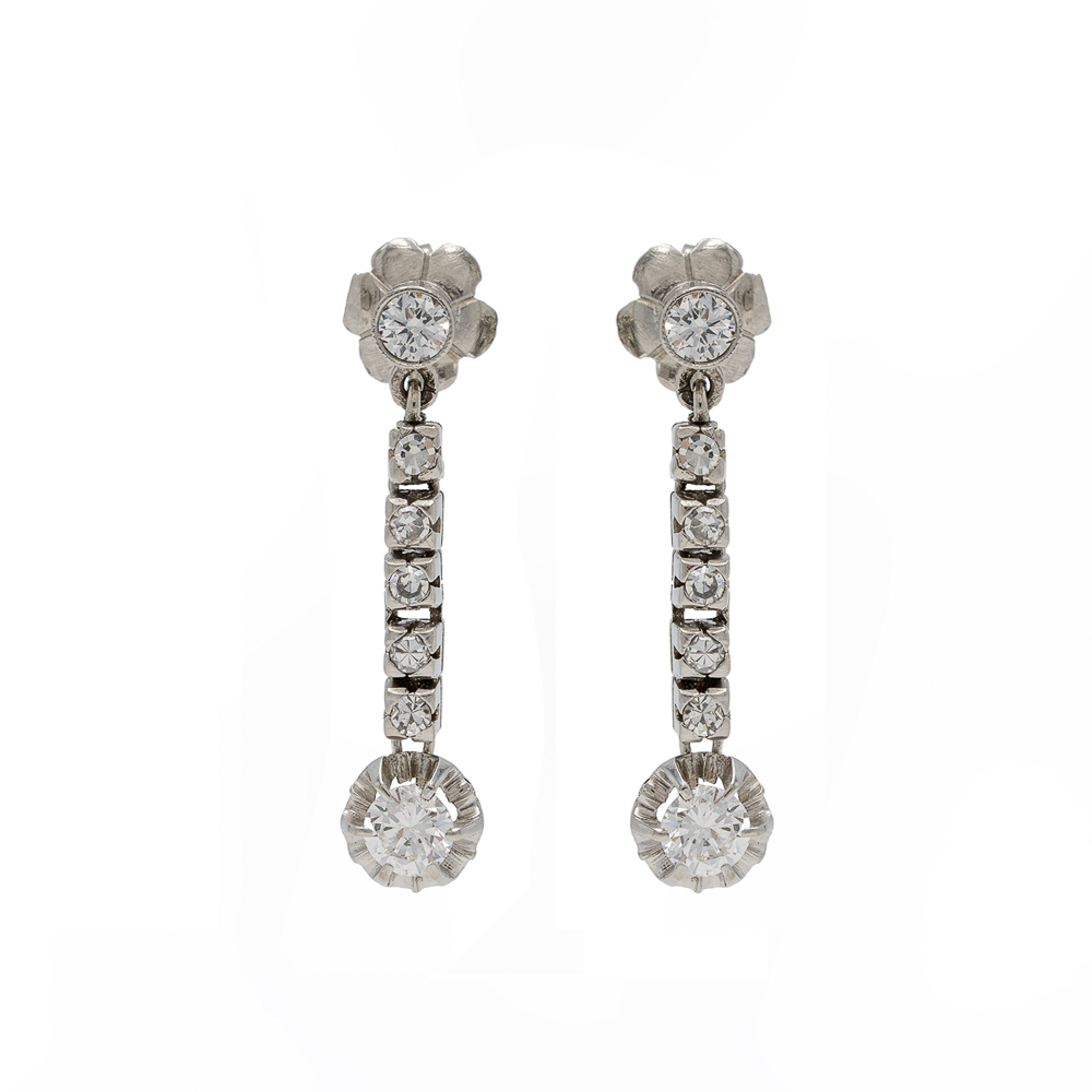 18kt white gold and diamonds pendant earrings