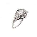Antique 12kt white gold and old mine diamonds ring