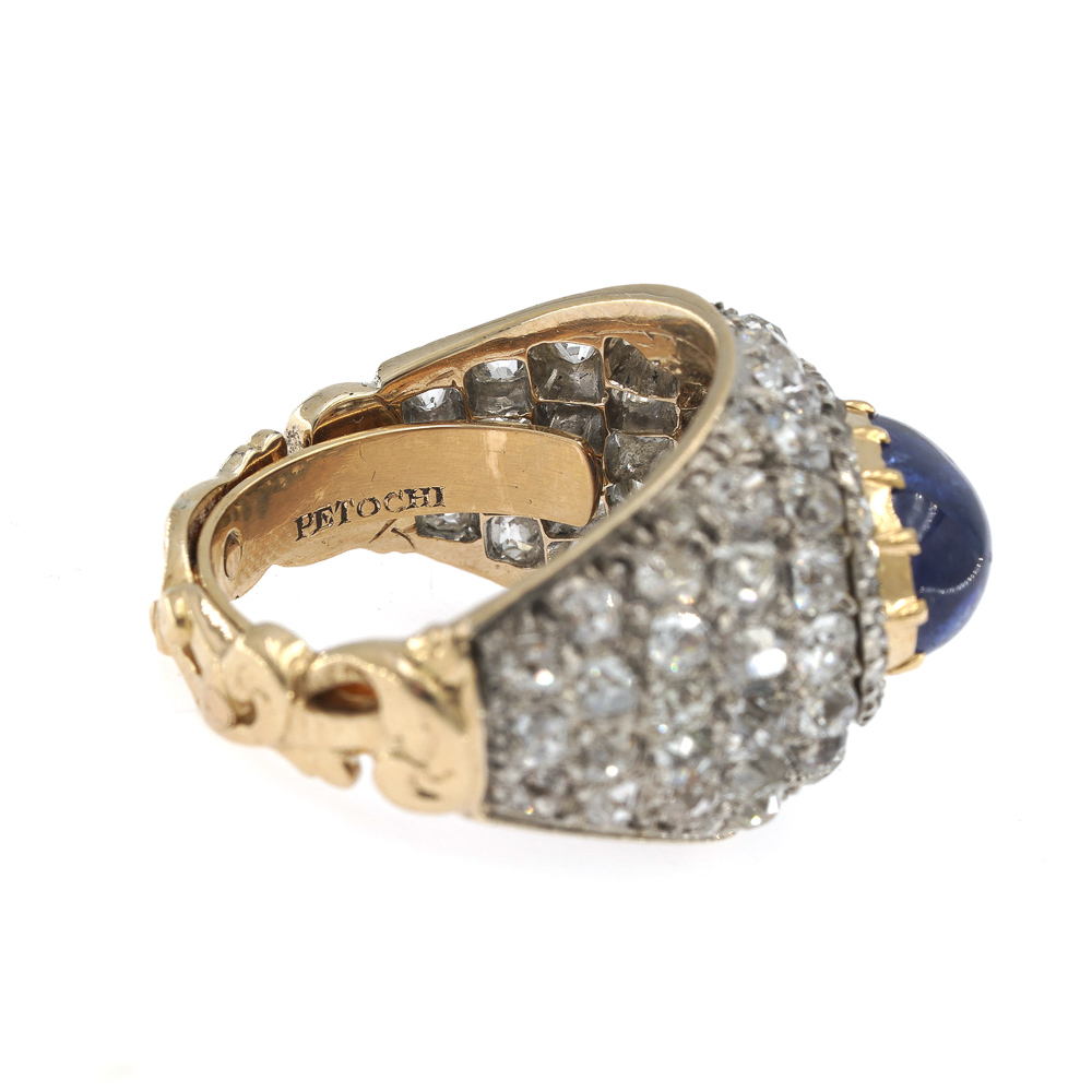 Petochi, yellow gold and silver, natural sapphire and diamonds ring - Image 3 of 3