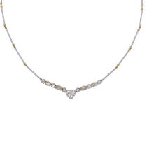18kt white and yellow gold necklace with heart-shaped diamond