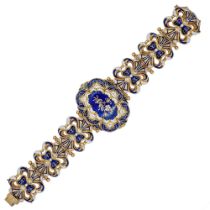 Antique 18kt yellow gold bracelet decorated with enamel