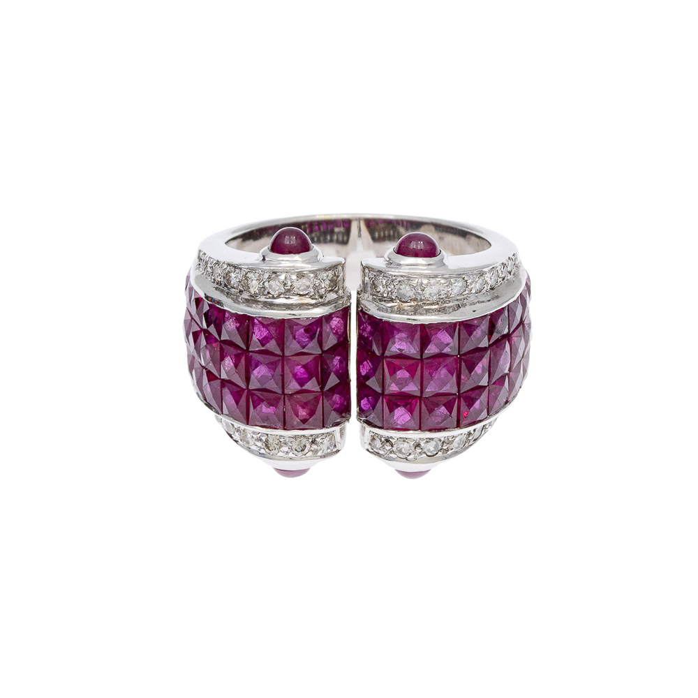 18kt white gold with rubies and diamonds ring - Image 2 of 2