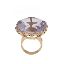18kt rose gold large amethyst and diamond cocktail ring