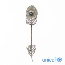 Platinum and 18kt yellow gold Jabot pin