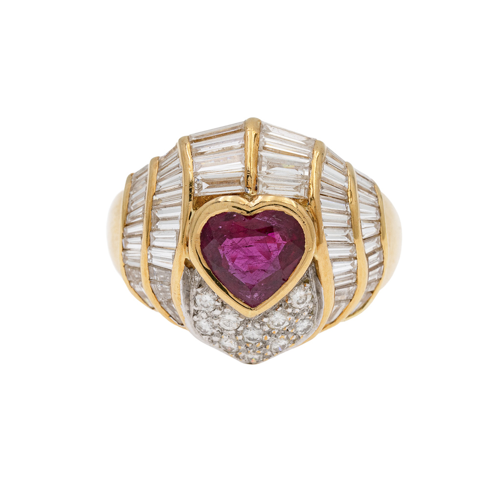 18kt yellow gold ring with natural ruby - Image 2 of 2