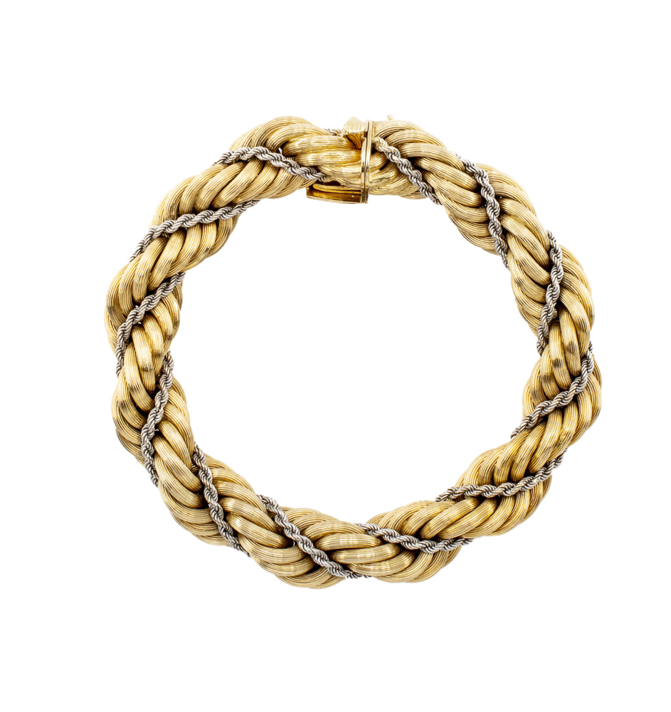 18kt yellow and white gold torchon bracelet - Image 2 of 2