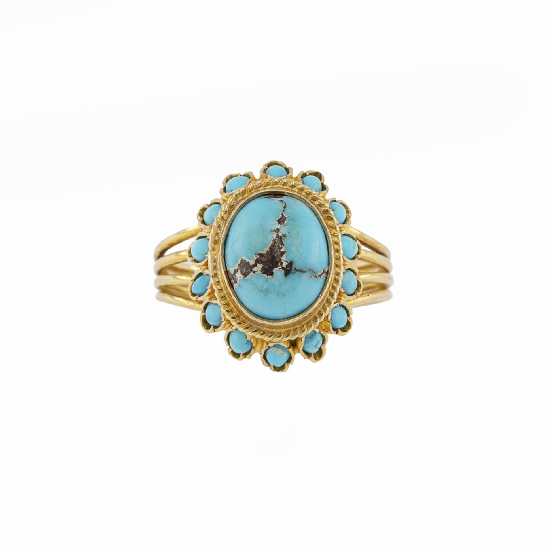 18kt yellow gold and natural turquoises ring - Bild 2 aus 2