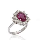 18kt white gold ring with natural Burmese ruby