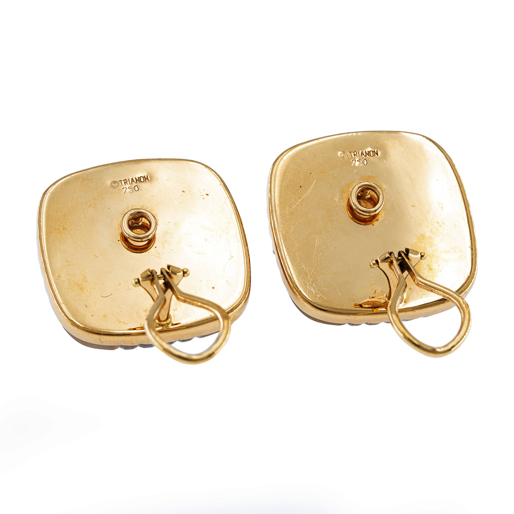 Trianon 18kt yellow gold and rock crystal lobe earrings - Image 2 of 2