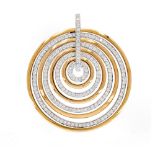18kt two-color gold and diamonds geometric motif pendant